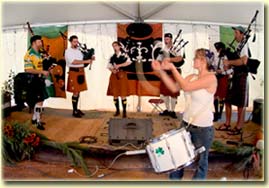 Bagpipe workshop in the Wildflower Tent