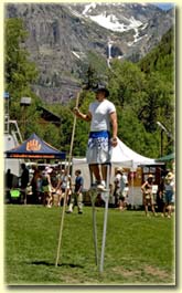 Stilt walker at Telluride Bluegrass