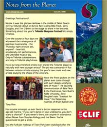 Notes from the Planet email