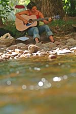 Songwriting along the banks of the St. Vrain River 