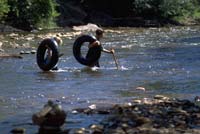 Tubers in the St. Vrain at Folks Fest